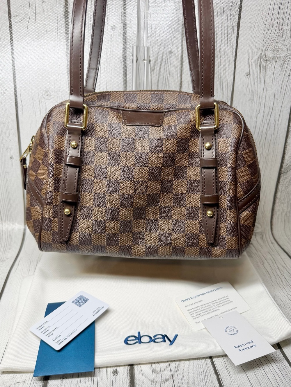 PRE LOVED Louis Vuitton Rivington PM in Damier Ebene Canvas